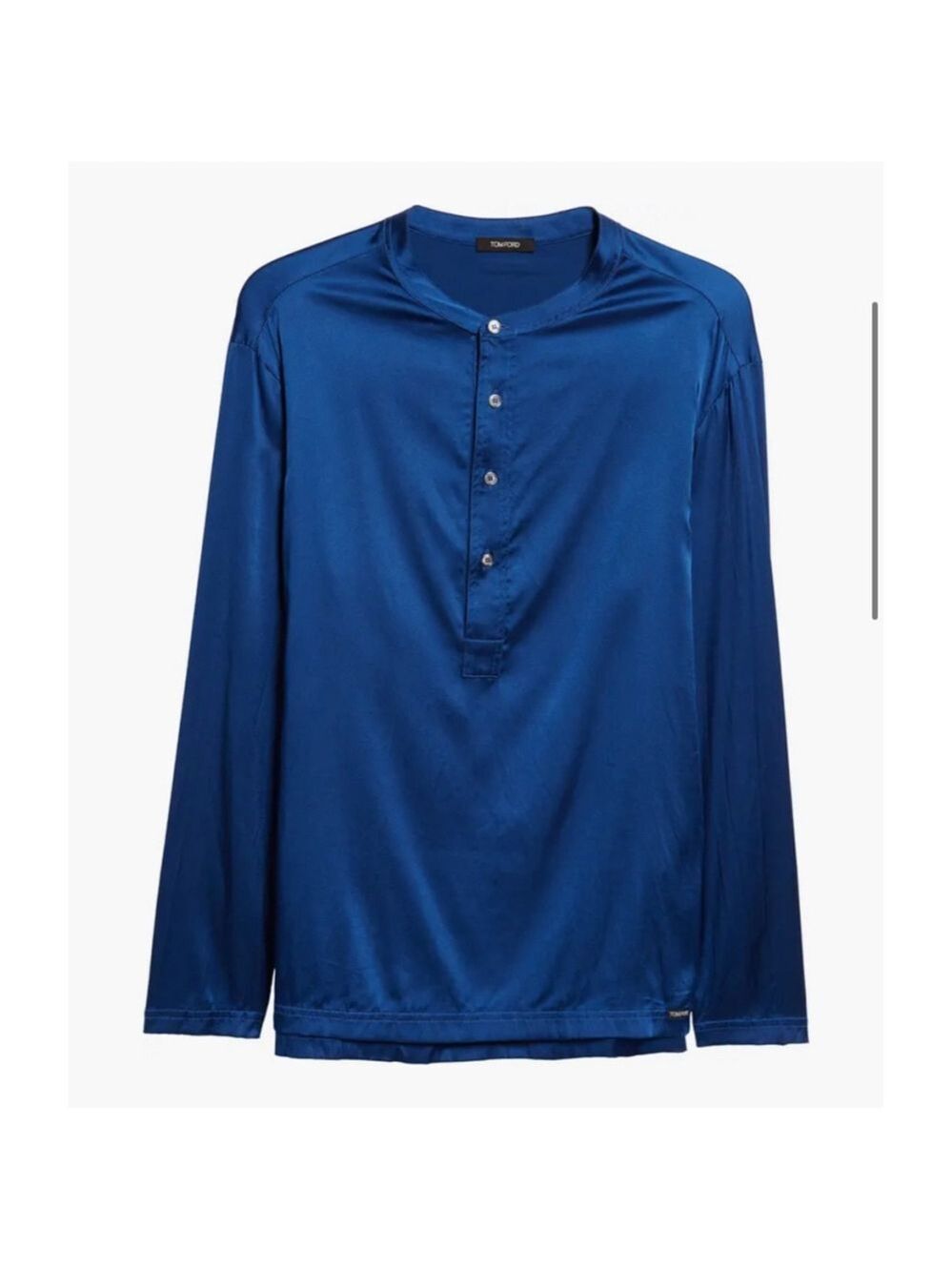 NWOT Men's Tom Ford Silk Henley Shirt Royal Blue Size M